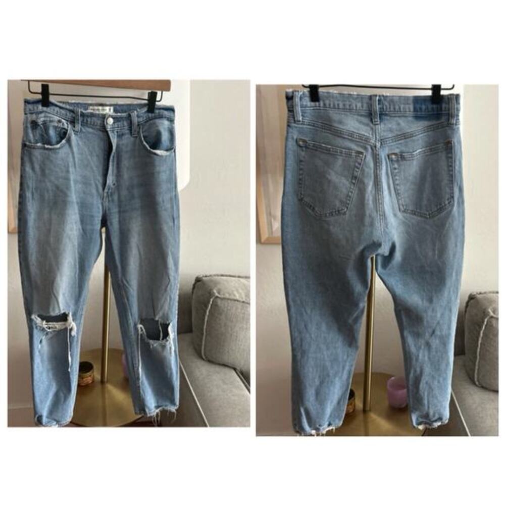 Abercrombie The Ankle Straight High Risen Jeans Distressed 28/6